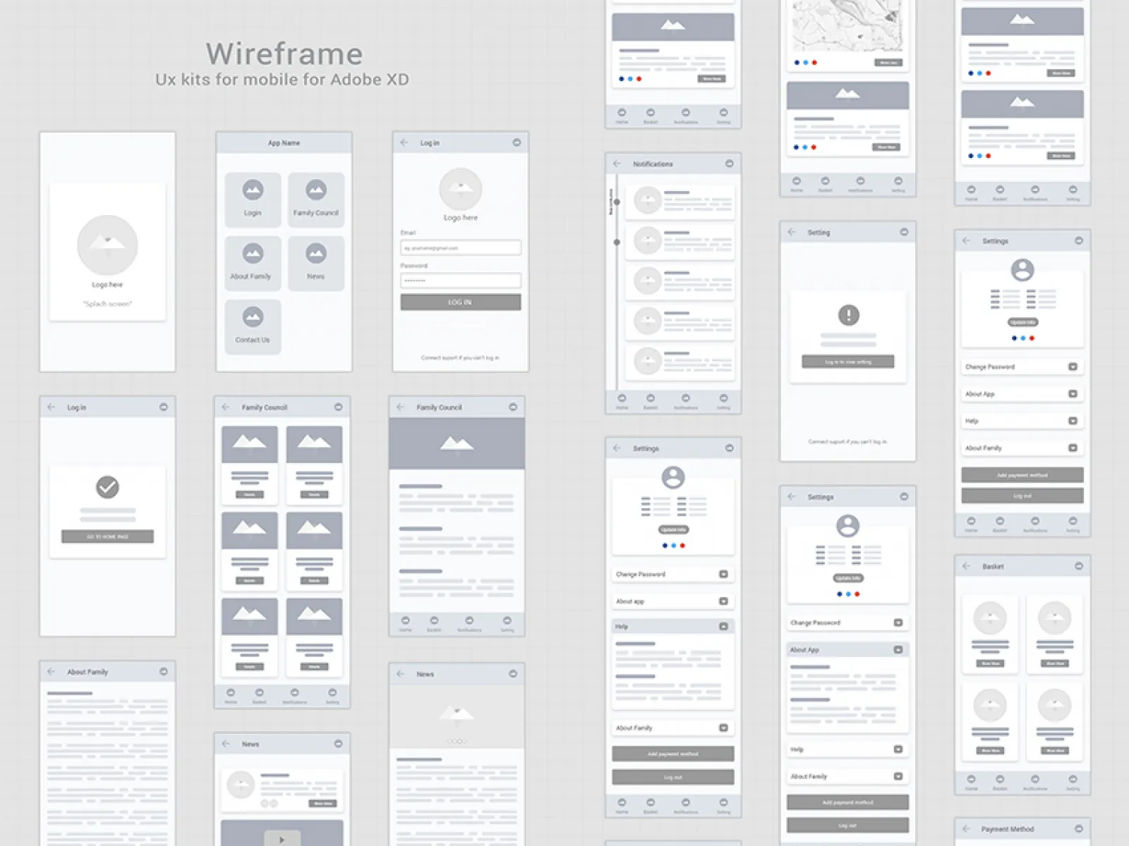 Mobile Wireframe UI Kit for Figma and Adobe XD
