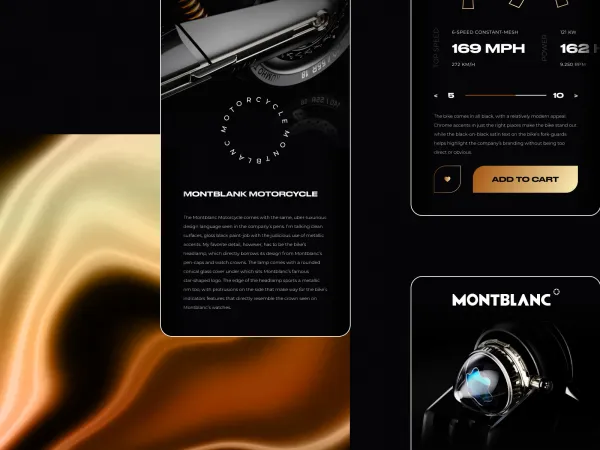 Montblanc ï¿½ Motorcycle Mobile App for Figma and Adobe XD
