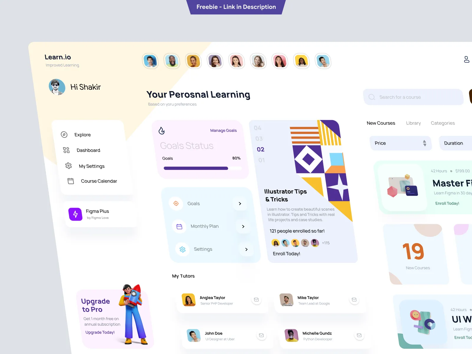 Online Learning Education Dashboard UI Concept for Figma and Adobe XD No 2