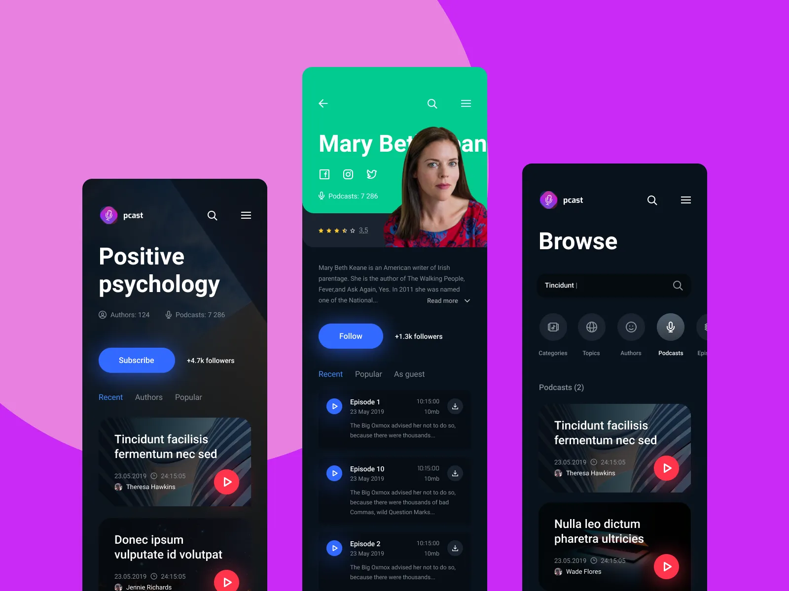 Pcast ï¿½  Podcast App for Figma and Adobe XD No 2