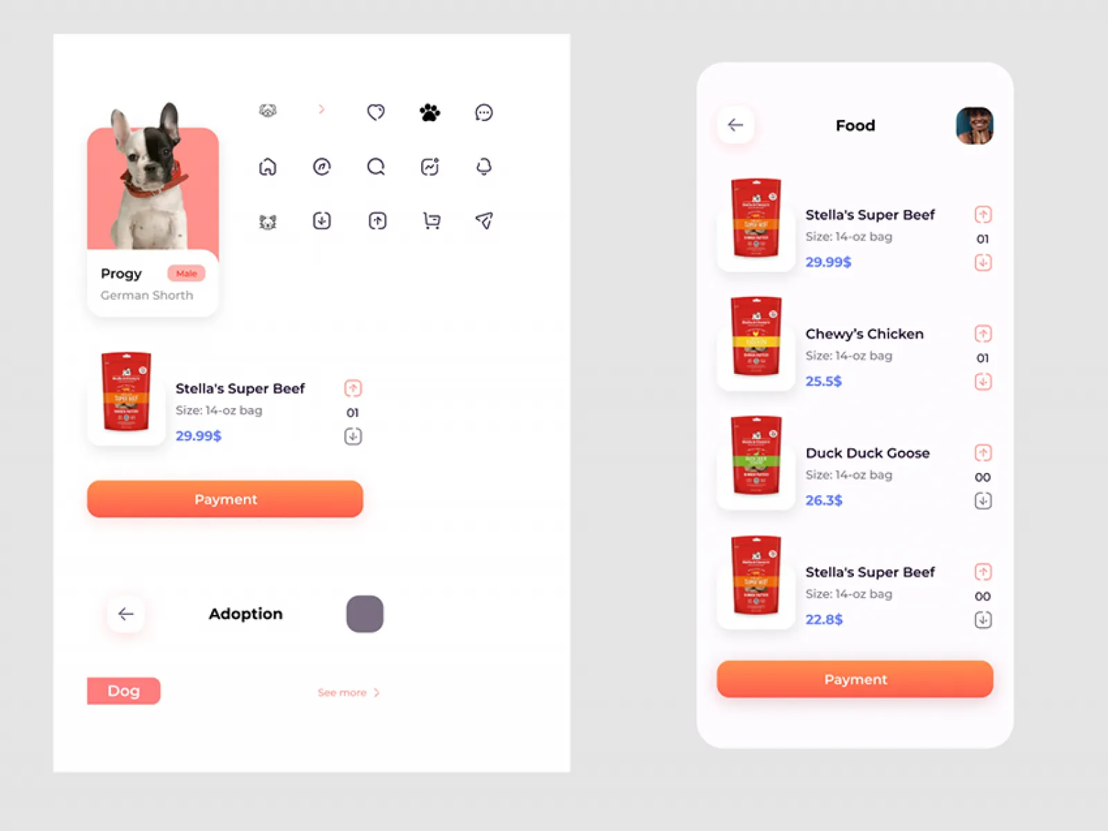 Pet Adoption UI App for Figma and Adobe XD