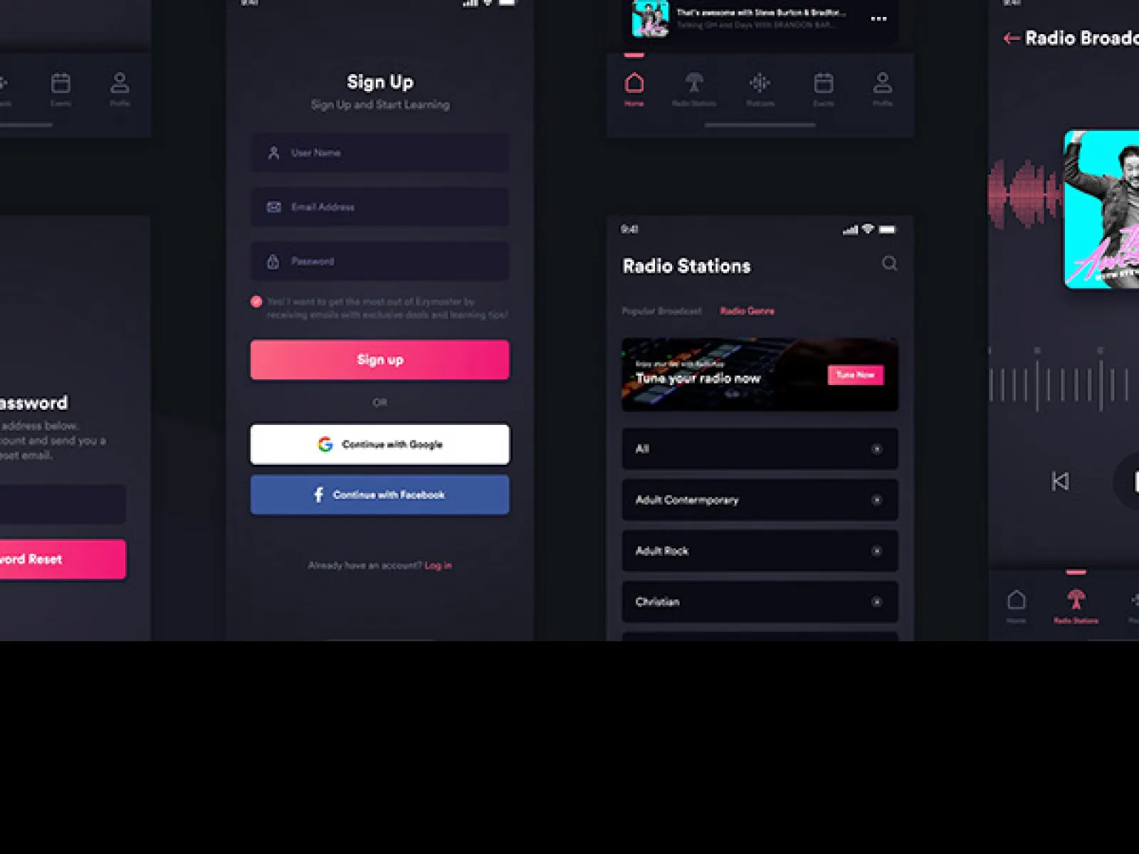 Podcast App free UI kit for Figma and Adobe XD