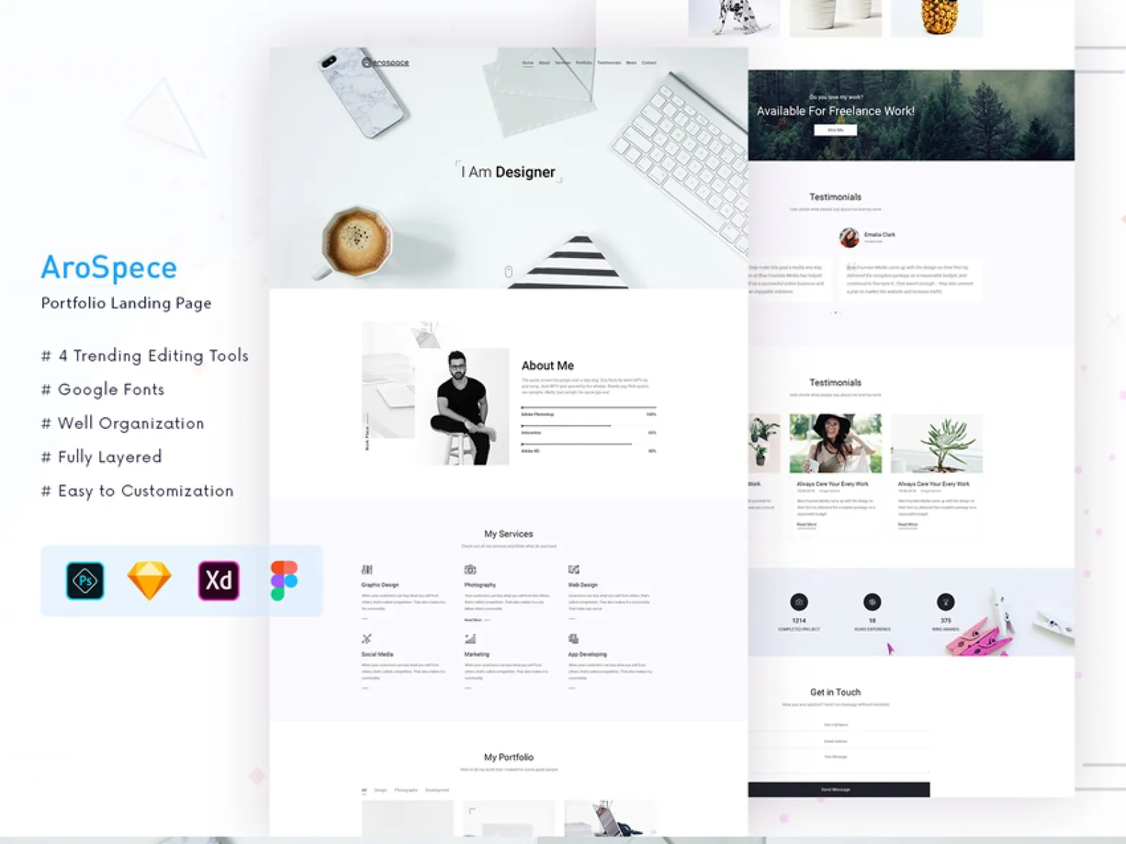Portfolio Landing Page for Figma and Adobe XD