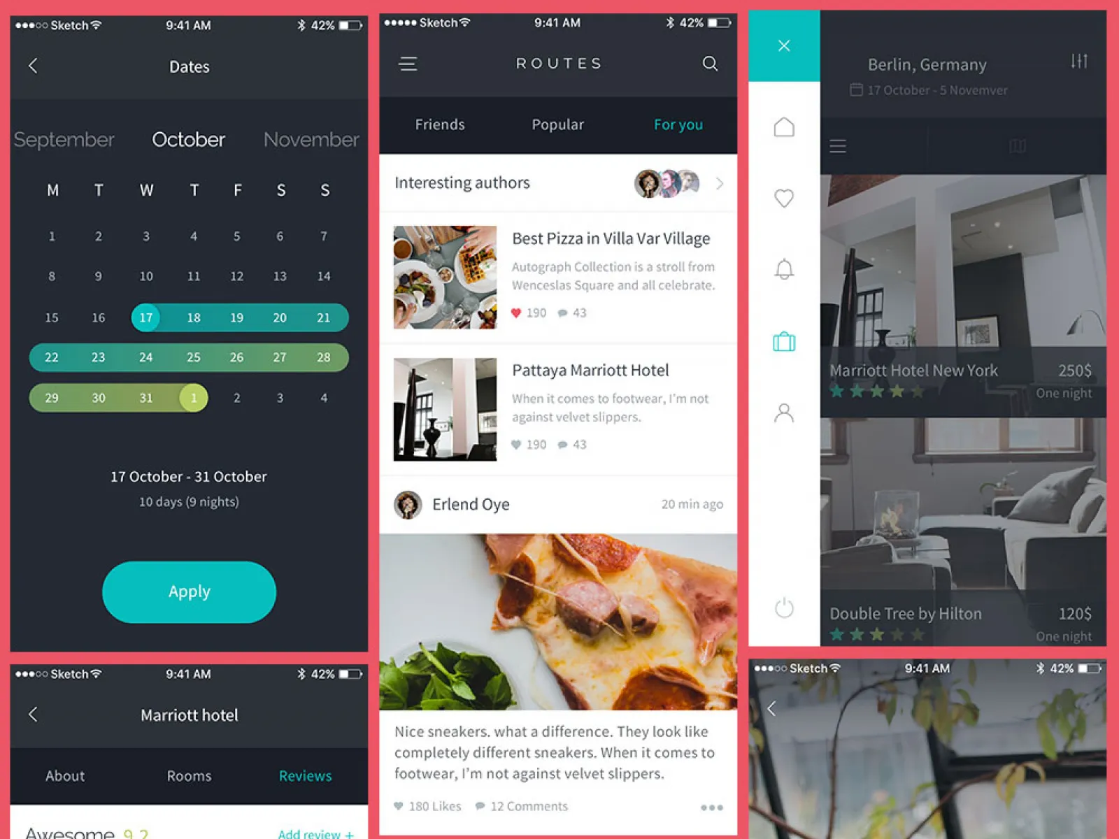 Routes iOS App Design UI Kit for Figma and Adobe XD