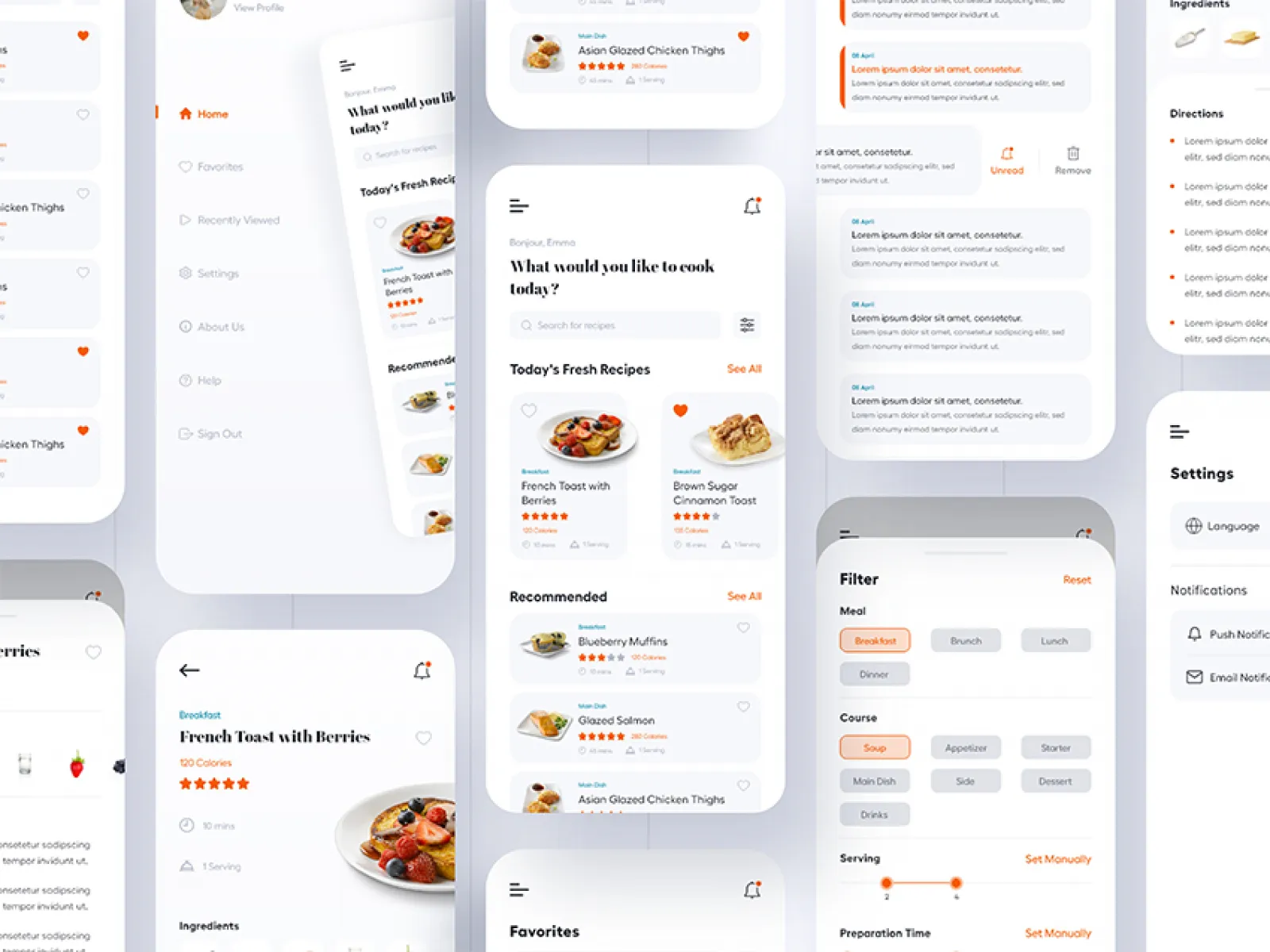 Simple Cooking App Design for Figma and Adobe XD