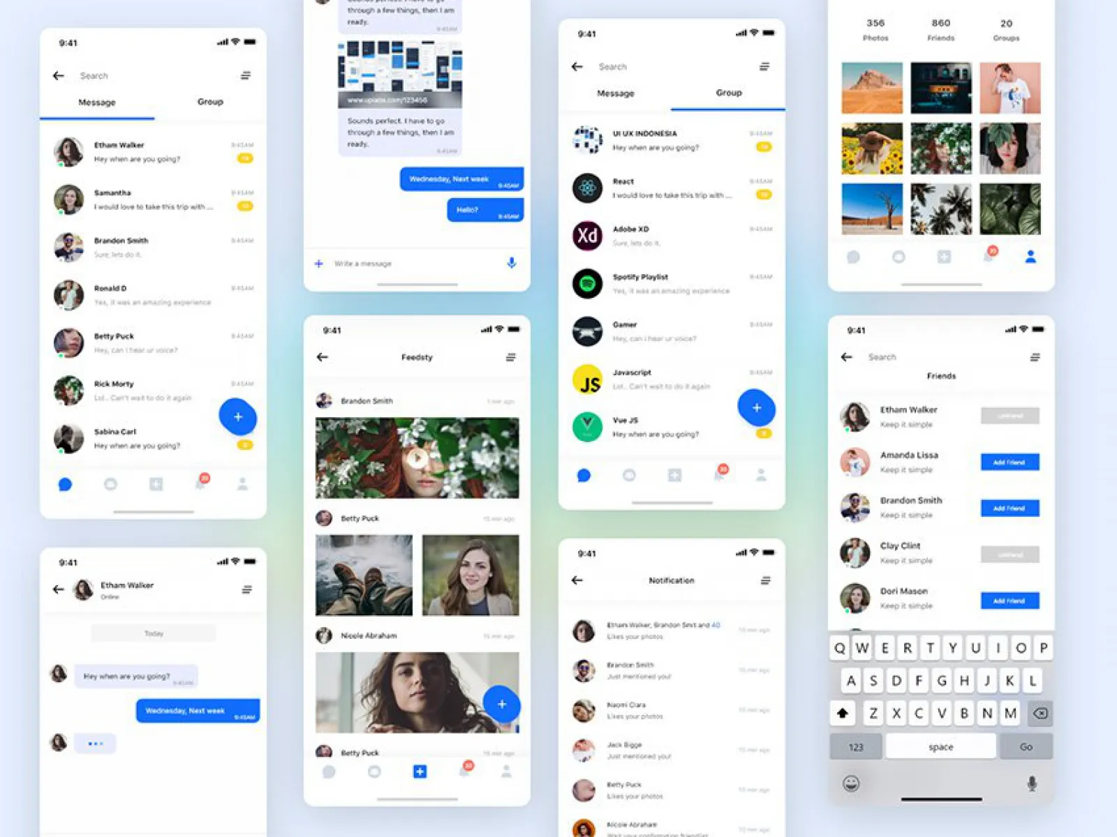 Social App Design for Figma and Adobe XD