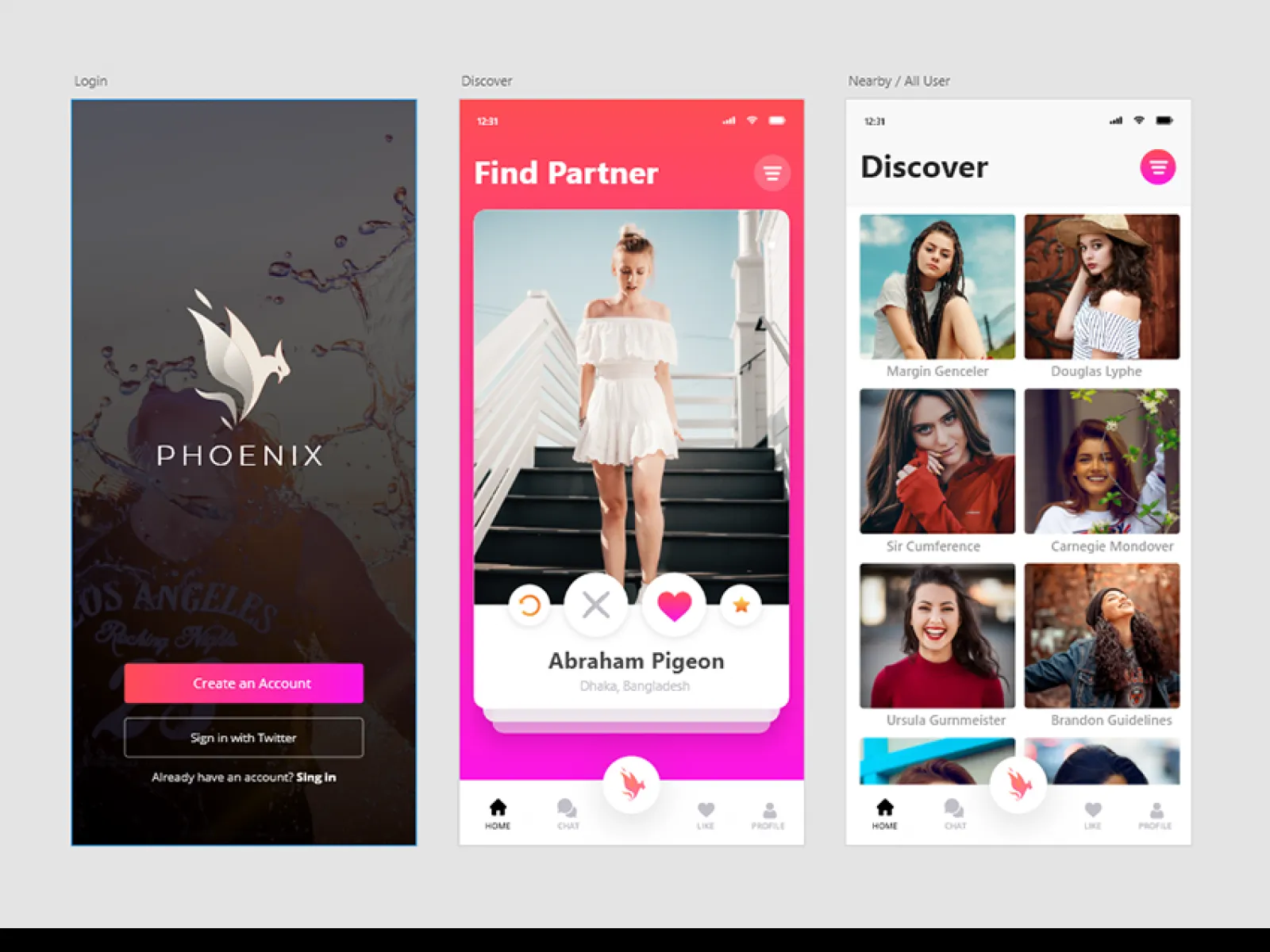 Social Meet App Ui Kit for Figma and Adobe XD