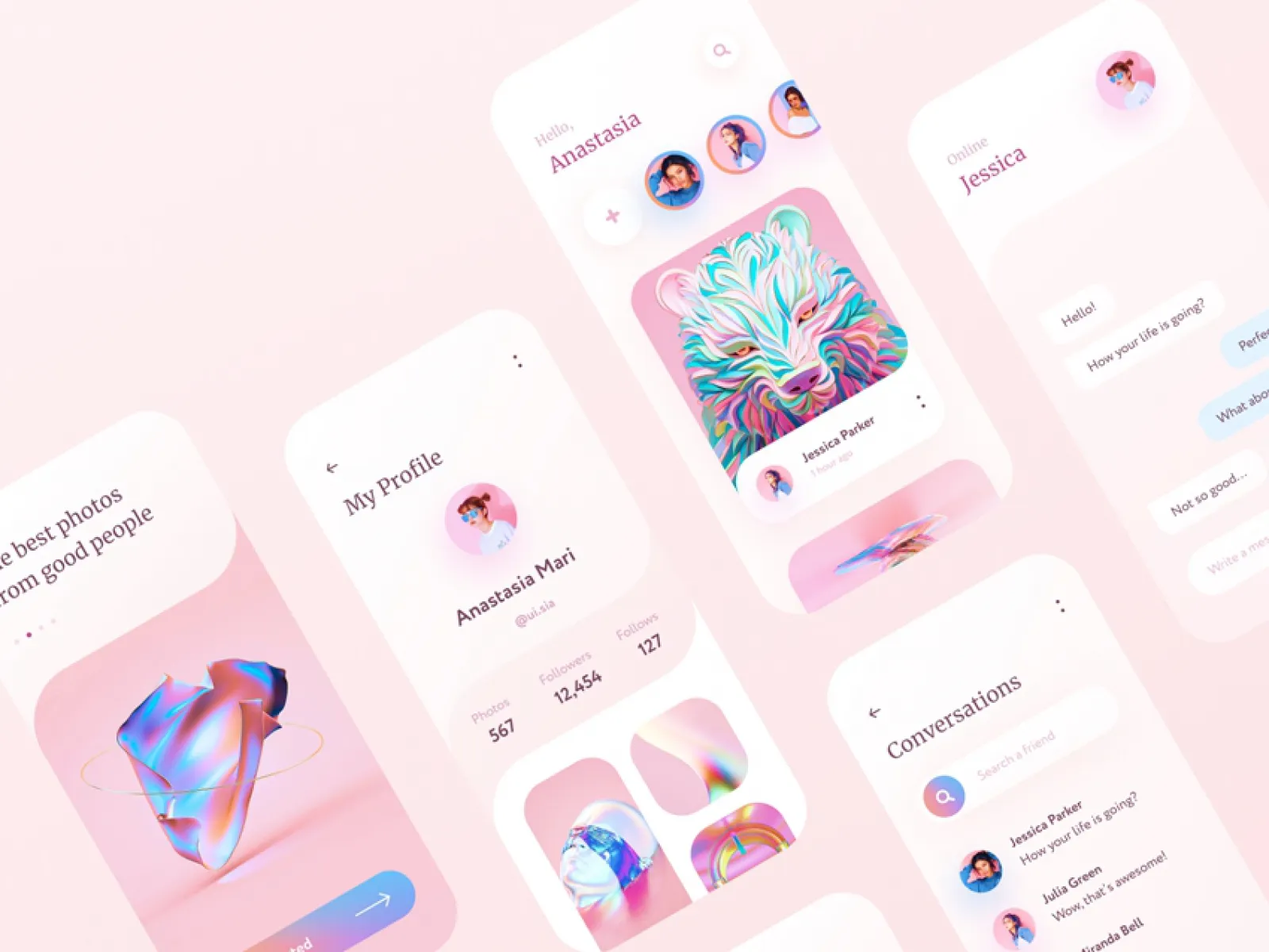 Social Mobile App Design for Figma and Adobe XD