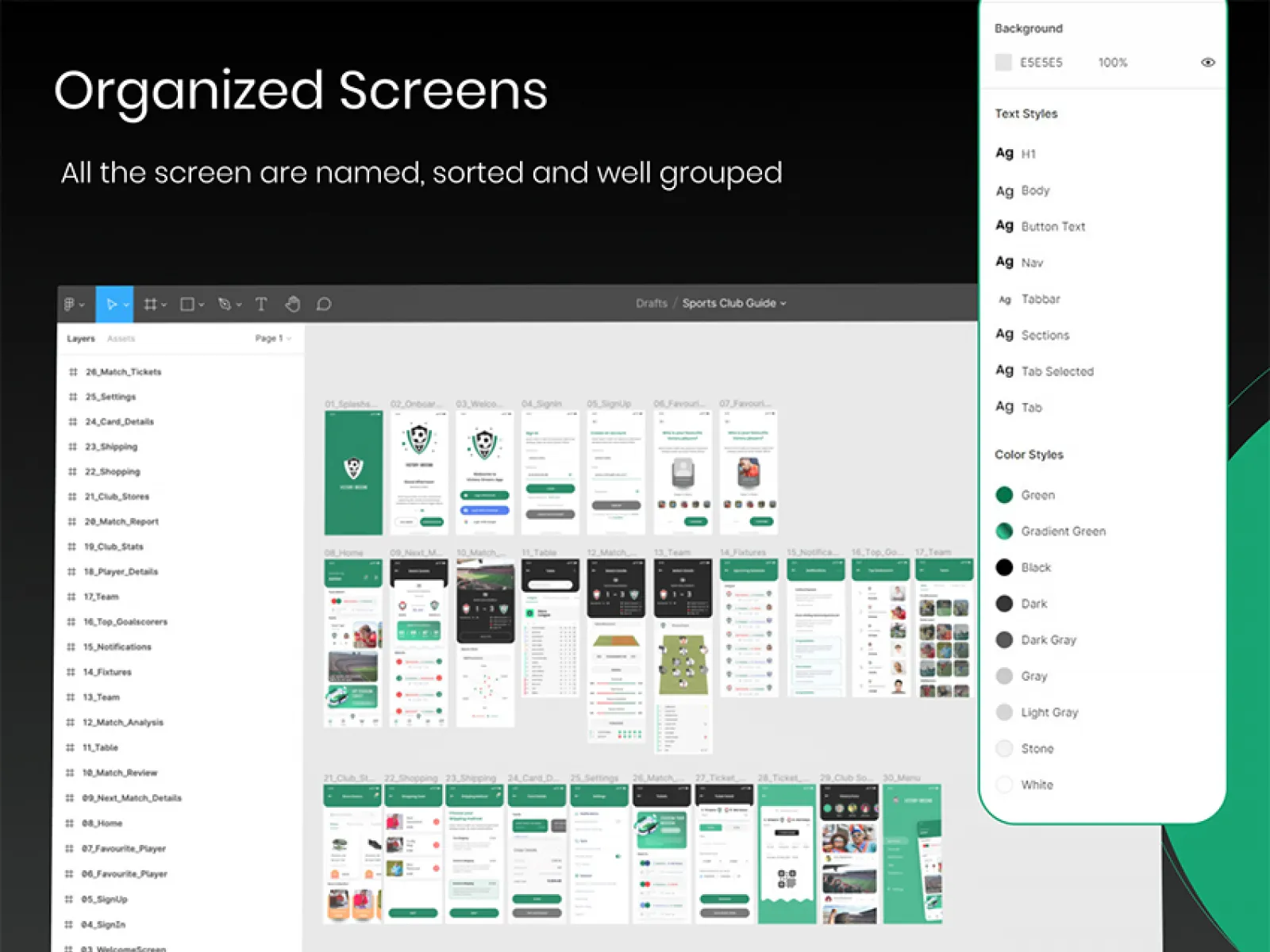 Sport Clubs Guide App for Figma and Adobe XD