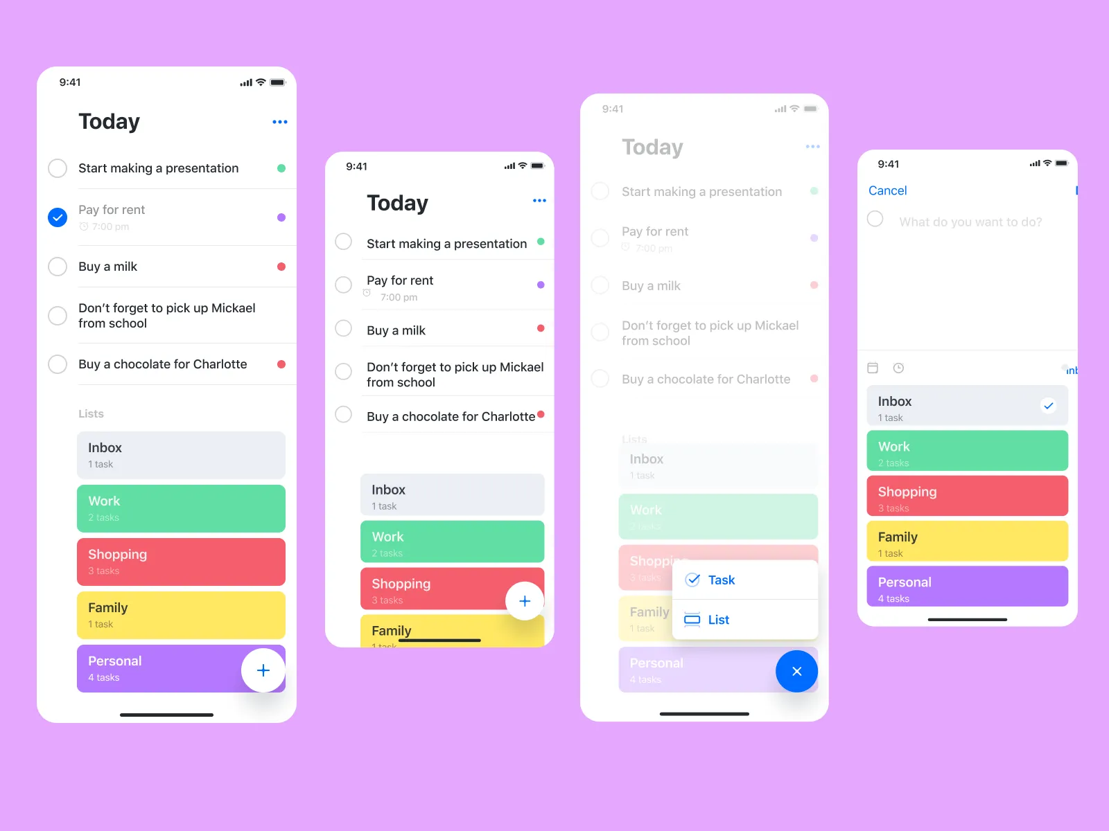 Tasker ï¿½ ToDo App Template for Figma and Adobe XD No 4