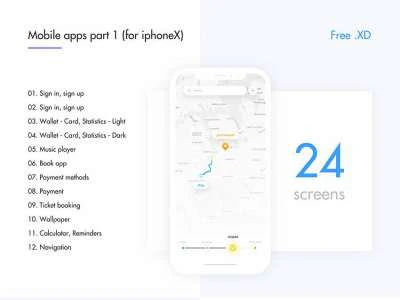 12 Mobile Apps UI Kits  - Free template