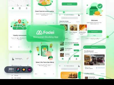 20+ Screens Booking App  - Free template