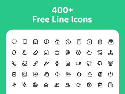 400+ Line Icons  - Free template