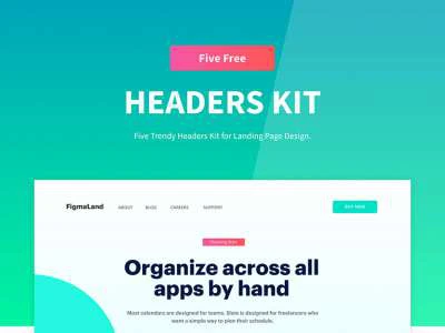 5 Trendy Headers UI Kit  - Free template