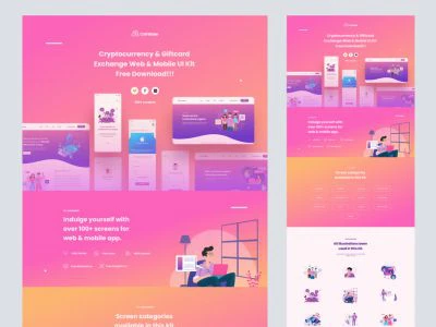 Coinbase Web and Mobile Free UI Kit  - Free template