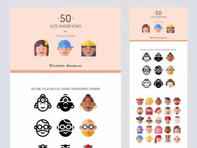 Cute User Avatar Icon Set  - Free template
