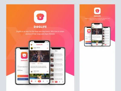 Doglife UI Kit Free for Adobe XD  - Free template