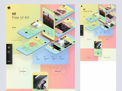 H1 Free Mobile UI Kit  - Free template