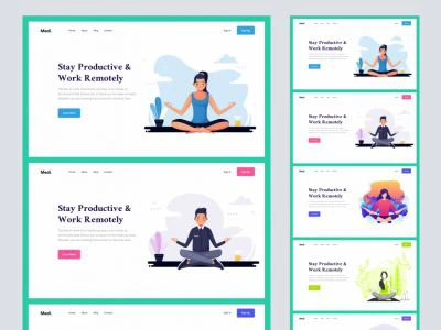 Medi - Meditation Web Headers for Figma  - Free template