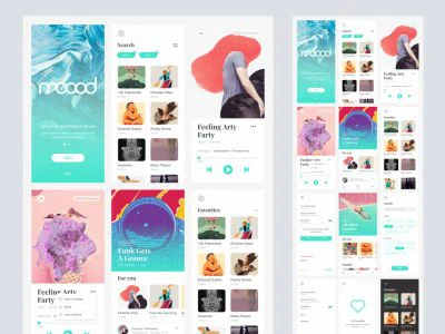 Moood Music App UI Kit for Adobe XD  - Free template