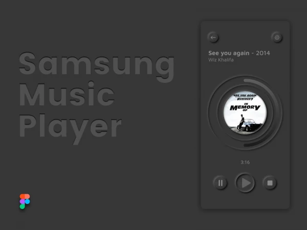 Neomorphism Dark Mode Play Music  - Free template