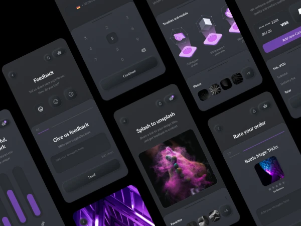 Neumorphic Dark Elements  - Free template