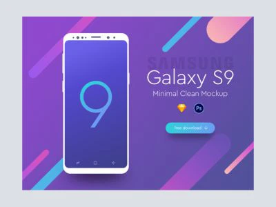 Samsung Galaxy S9 Minimal Flat Mockup  - Free template