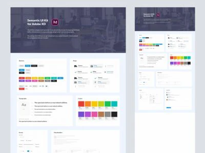 Semantic UI Kit for Adobe XD  - Free template