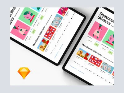 Stickers Shop App UI Kit  - Free template