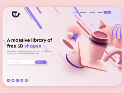 3d Shape Landing Page  - Free template