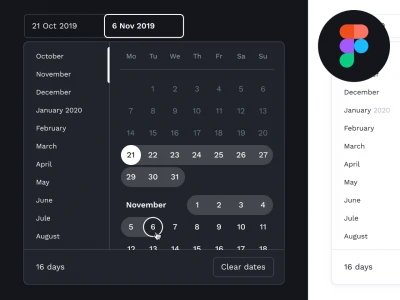 Calendar Widget UI Kit  - Free template
