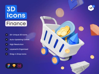 Finance 3D Icon Pack  - Free template