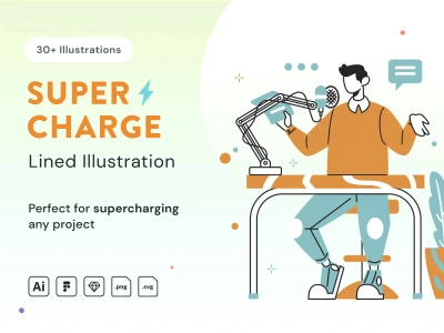 Lined Illustrations  - Free template