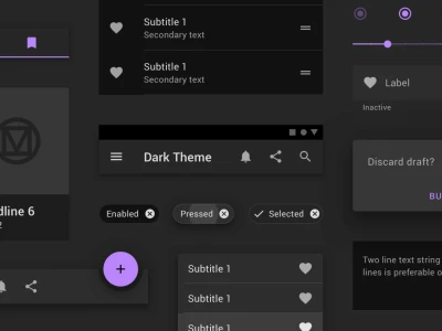 Material Dark UI Kit  - Free template