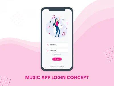 Music App Login Illustration  - Free template
