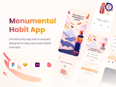 Productivity Mobile App UI Kit  - Free template