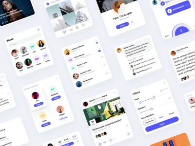 Social Dark UI Kit  - Free template