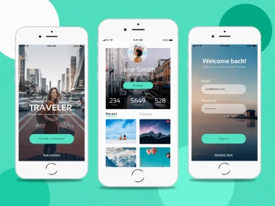 Traveler App Concept  - Free template