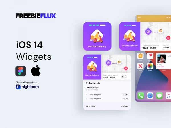 iOS 14 Widget ï¿½ Delivery App UI Kit  - Free template