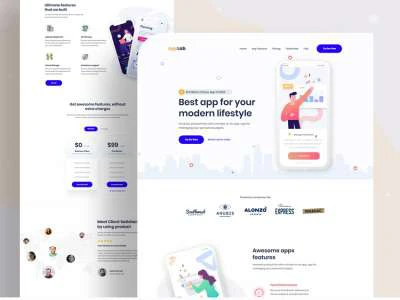 Landing Page App Design  - Free template
