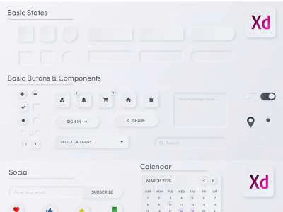 Light Neumorphic Elements  - Free template