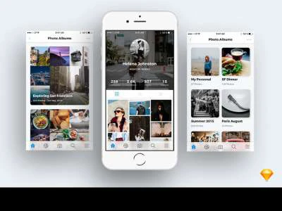 Photo Sharing App UI Kit  - Free template