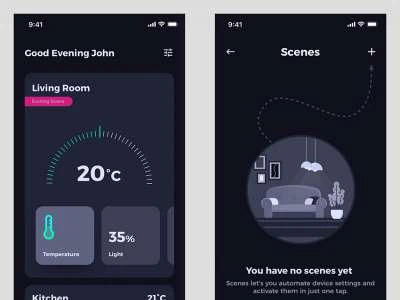 Smart Home UI Freebie  - Free template