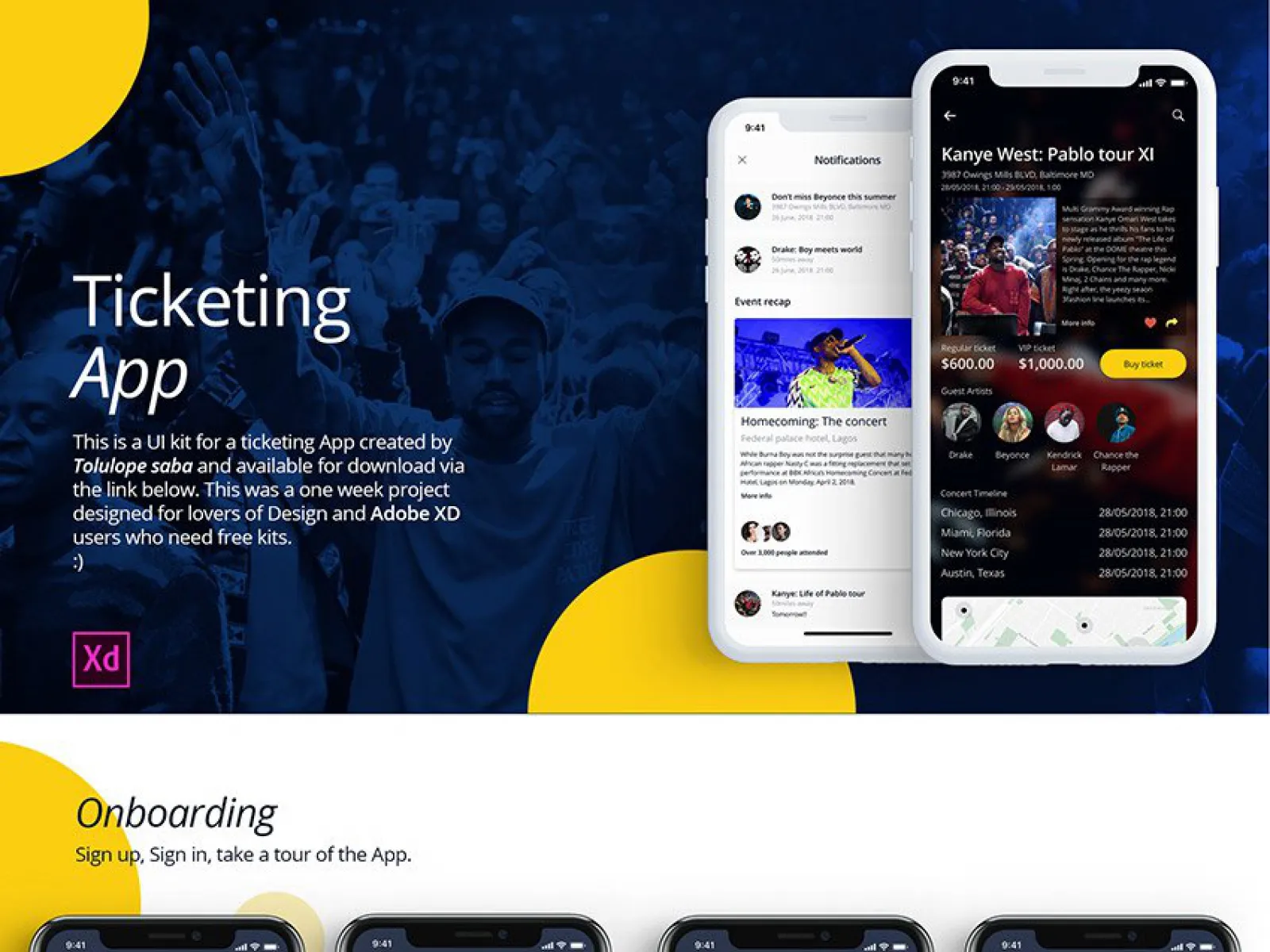 Ticketing UI App Design for Figma and Adobe XD