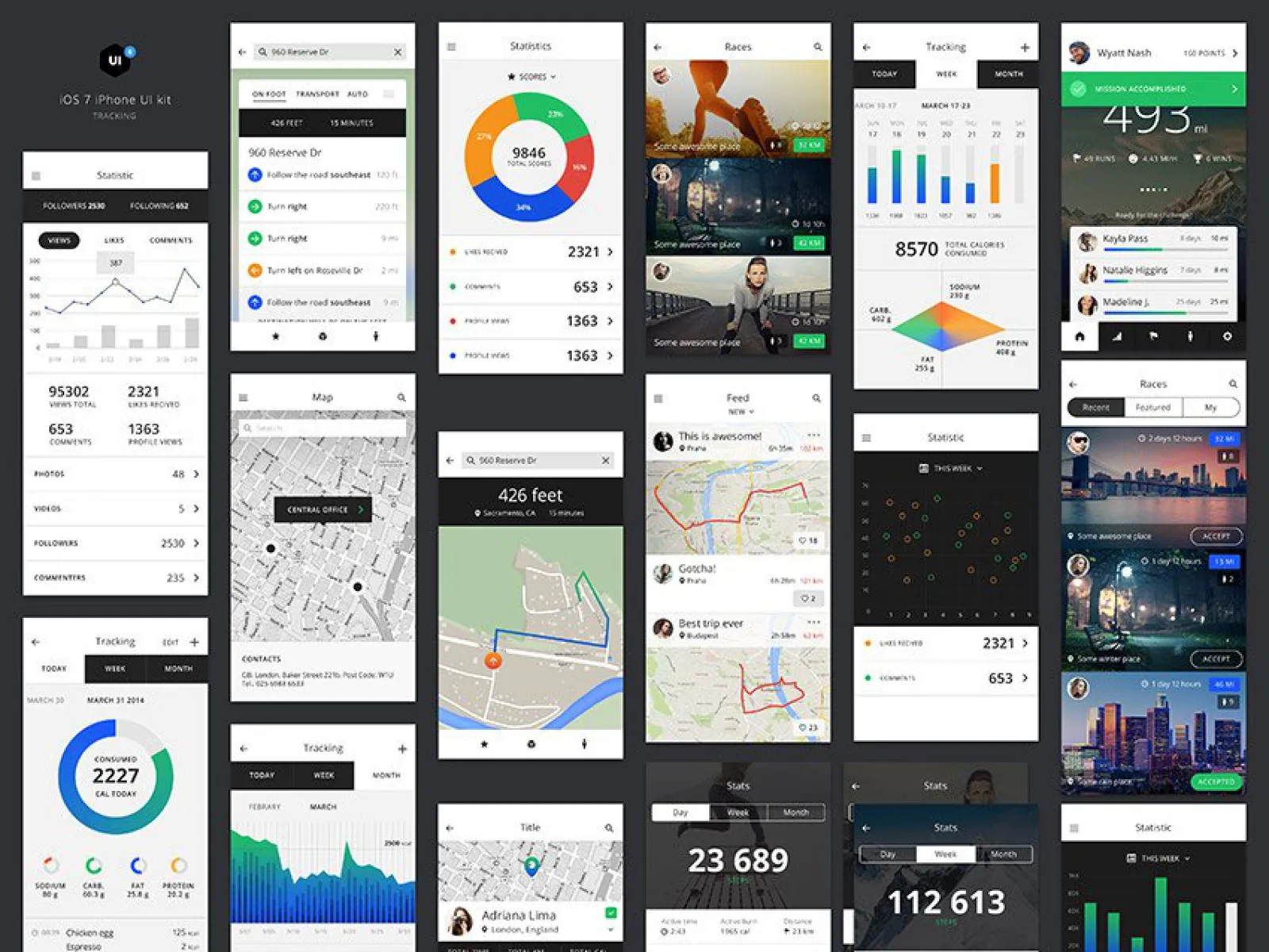 Tracking App Design UI Kit for Figma and Adobe XD