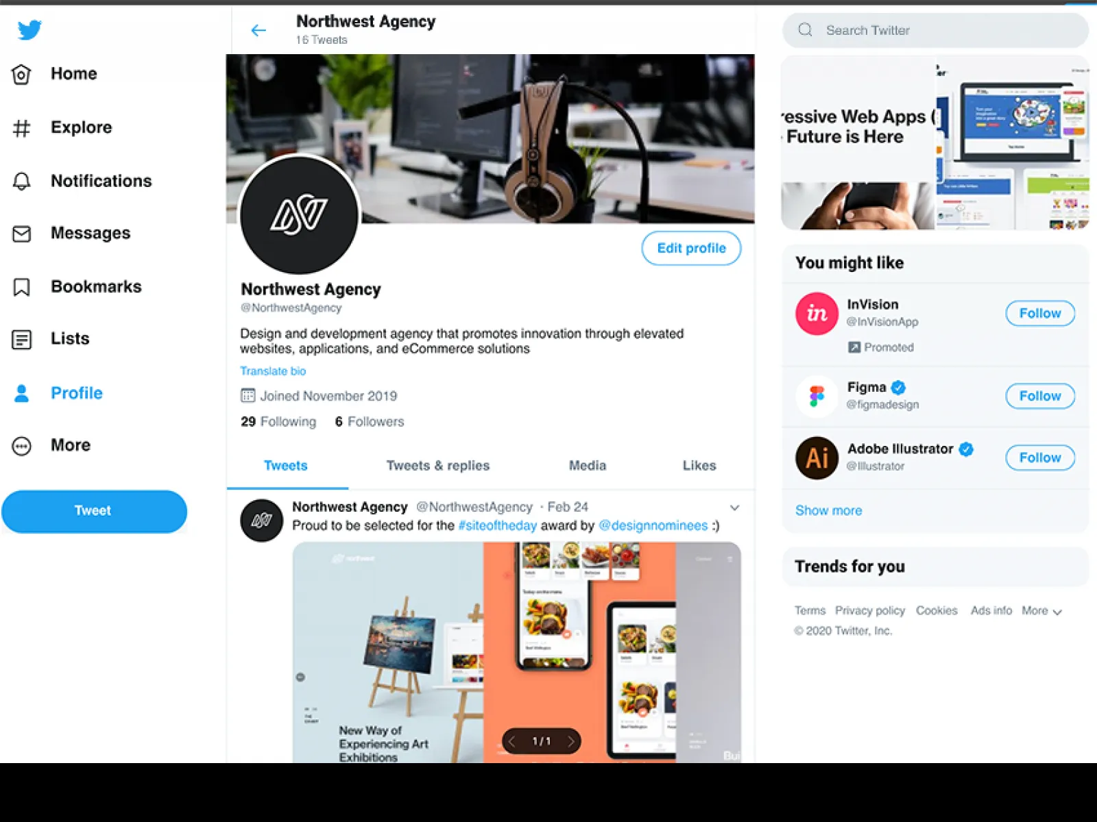 Twitter Start Page Mockup for Figma and Adobe XD