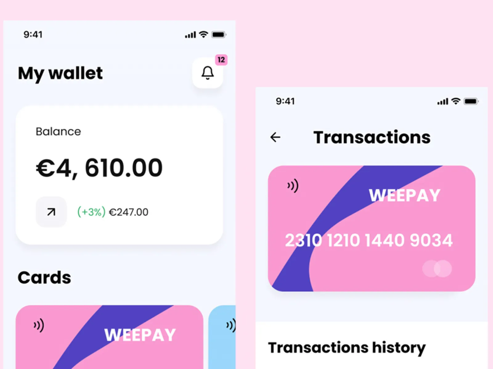 Wallet App Pink Figma Kit for Figma and Adobe XD